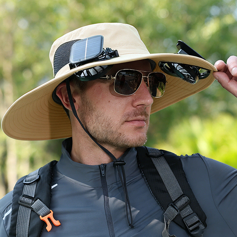 Solar Rechargeable Outdoor Cooling Hat with Adjustable Fans
