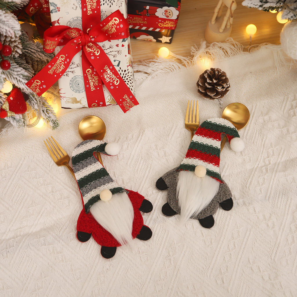 Christmas Decorations Faceless Doll Knife and Fork Set Forest Man Tableware Set Home Table Decoration Props