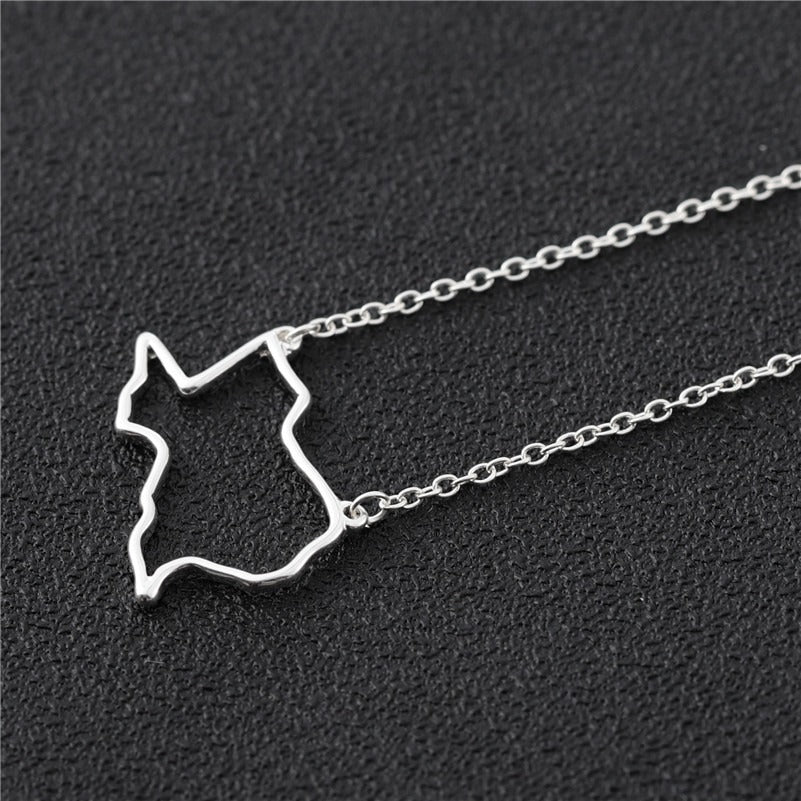 African Ireland Syria Jamaica Israel Nigeria Puerto Rico US France National Map Necklace