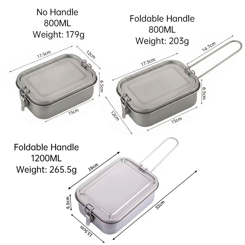 Titanium Lunch Box with Lid & Folding Handle – Leak-Proof, Lightweight for Camping, Hiking, Picnic & Travel