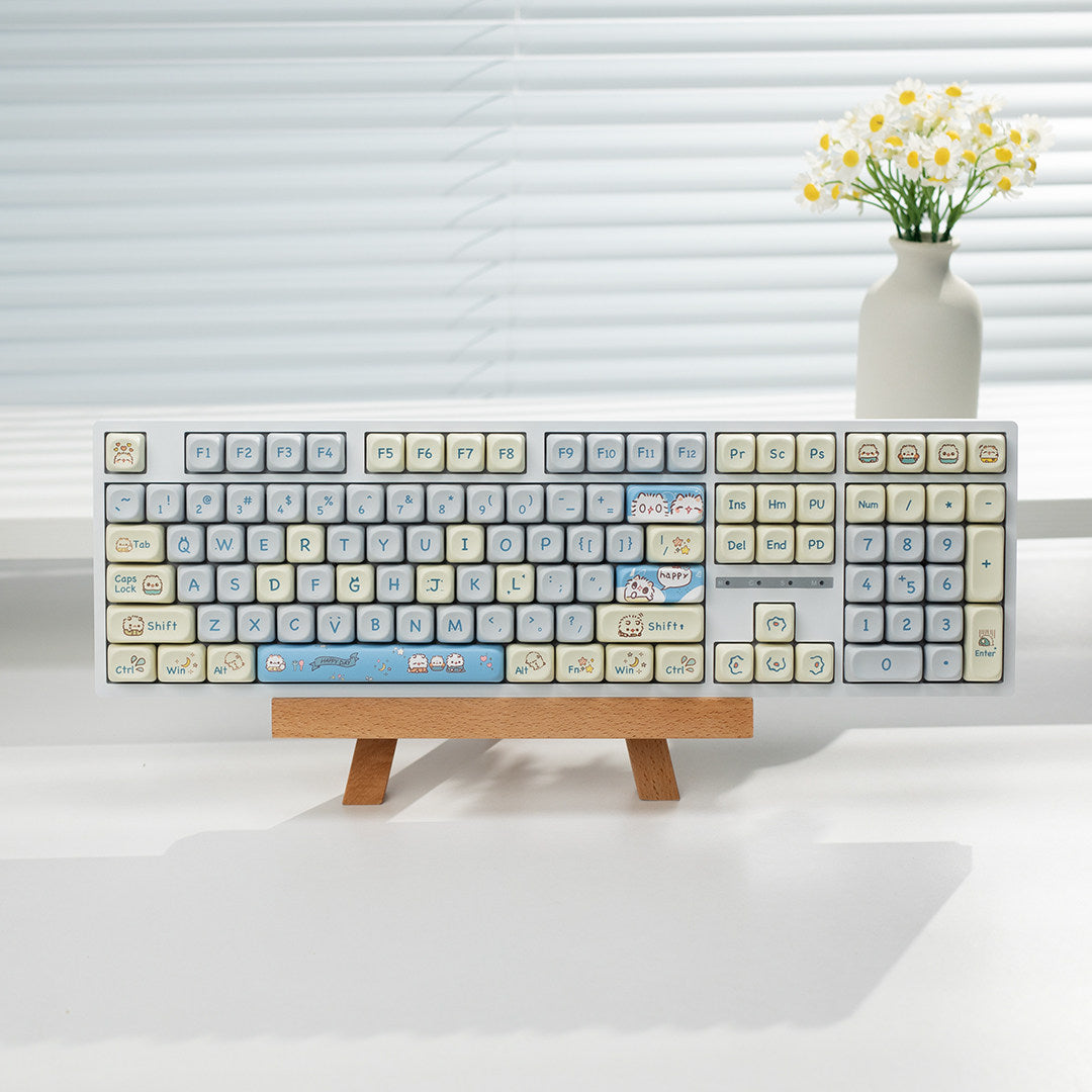 H108 Mechanical Keyboard Wired Wireless Bluetooth Full-Key Anti-Ghosting for Girls Office Gaming Cute Rgb Lighting Silent