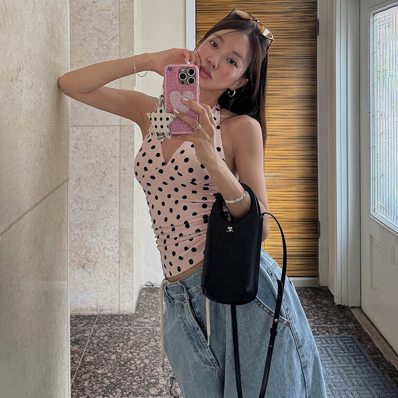 Polka Dot Halter Neck Camisole