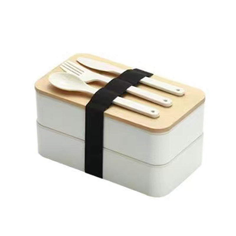 Double-Layer Bamboo-Lid Lunch Box