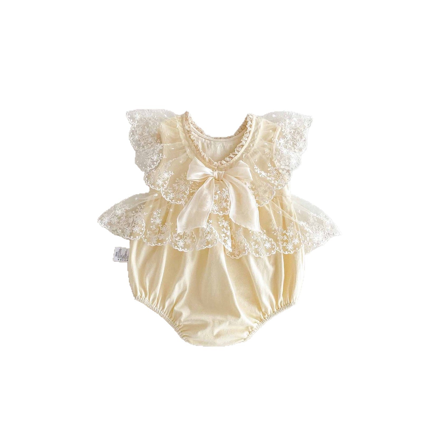 Cute Lace Trim Baby Girl Onesie Summer Princess Outfit Lightweight A-Class Crawling Suit