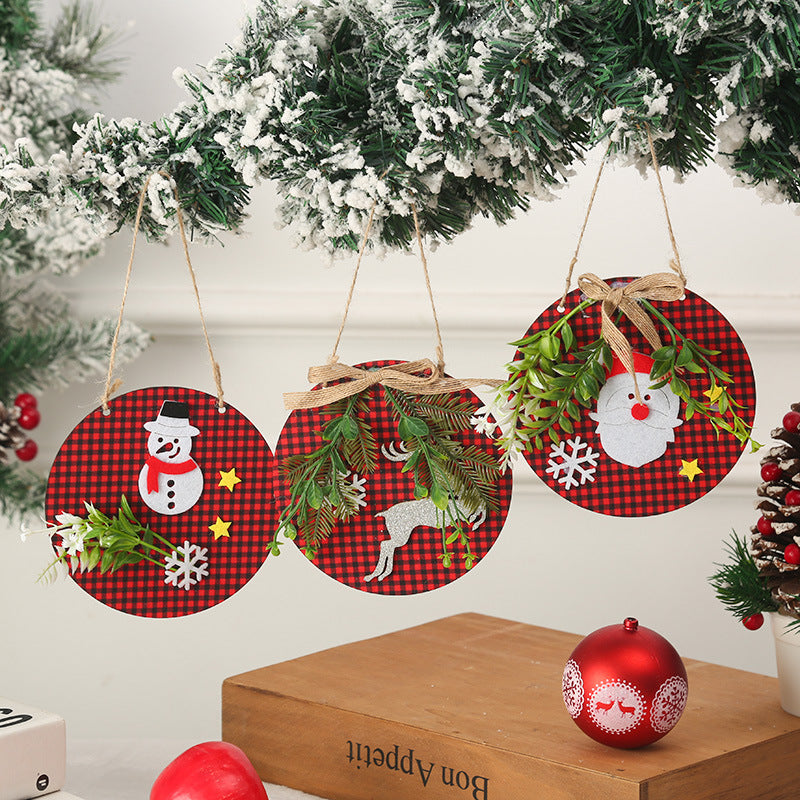 Christmas decorations, flower garlands, door stickers, wooden doorplates, Christmas flower garlands, Santa Claus Christmas pendants