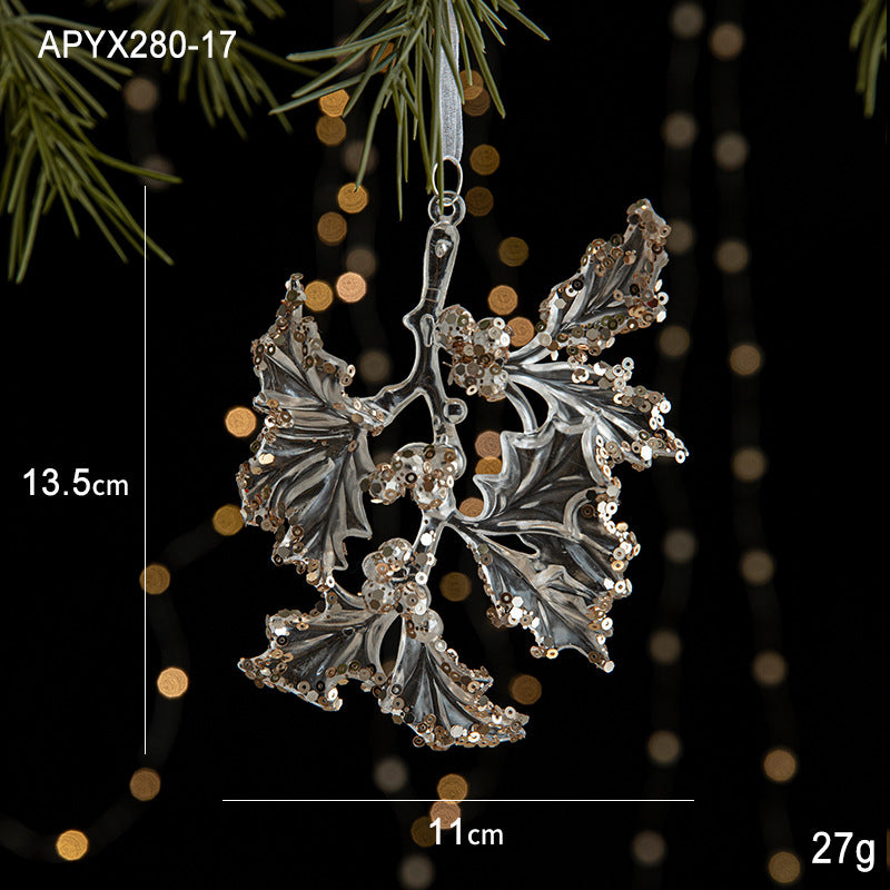 Christmas decoration sequins acrylic pendant transparent snowflake pendant Christmas tree scene decoration props