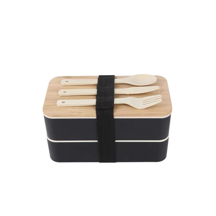 Double-Layer Bamboo-Lid Lunch Box