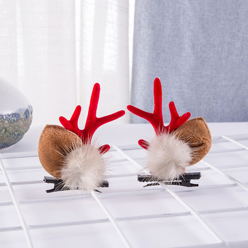 Deer Horn Headwear Hairpin Fairy Christmas Clip Hairpin Photo Taking Hairpin Cute Clip