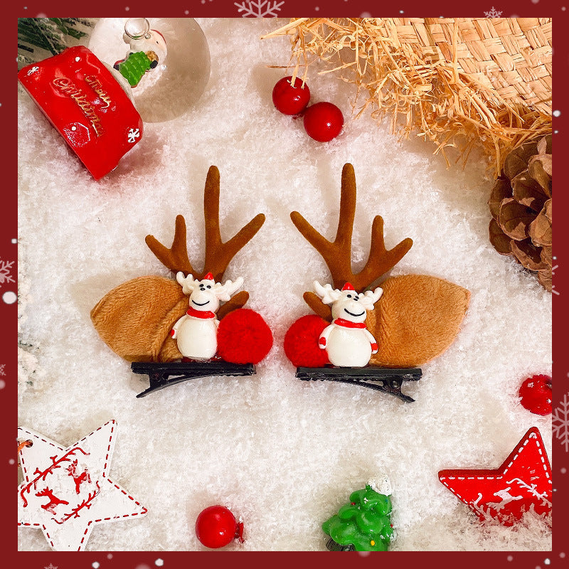 Deer Horn Headwear Hairpin Fairy Christmas Clip Hairpin Photo Taking Hairpin Cute Clip