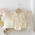 Cute Lace Trim Baby Girl Onesie Summer Princess Outfit Lightweight A-Class Crawling Suit