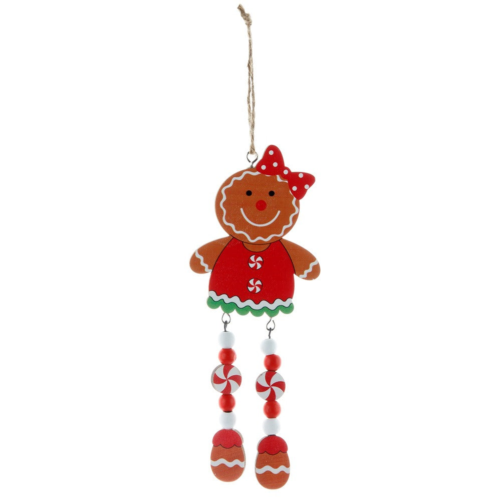 Christmas tree ornaments wooden gingerbread figurines couples long legs small ornaments