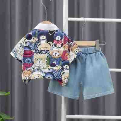 Cartoon short sleeved top and shorts set