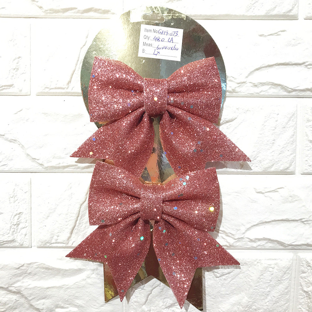 Christmas Bow Pearl Cotton Gold Powder Bow Christmas Tree Pendant Hotel Mall KTV Decoration Supplies
