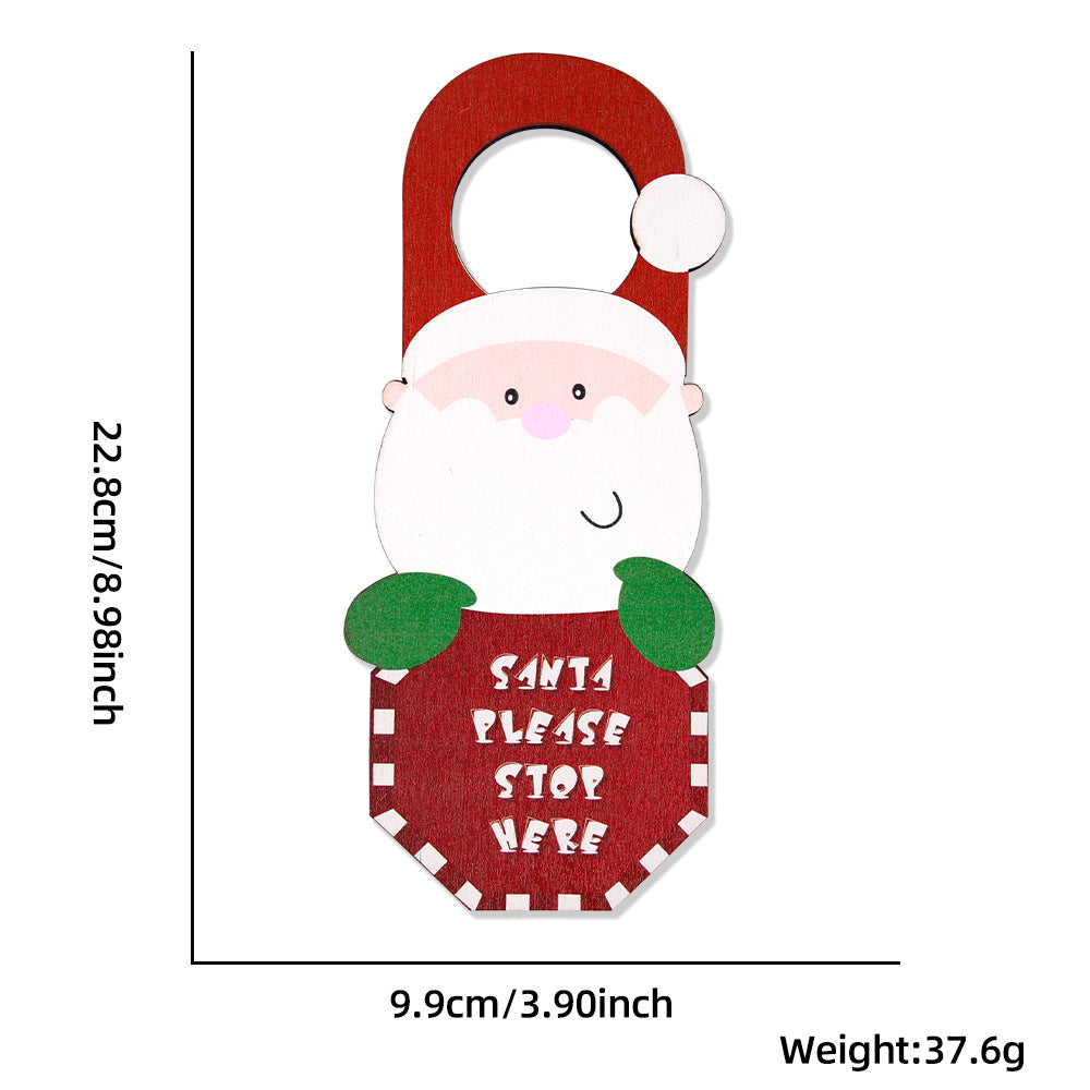 Christmas decorations wooden door hanging Santa Claus snowman party decoration atmosphere decoration door handle pendant