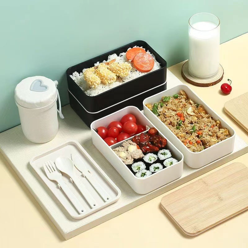 Double-Layer Bamboo-Lid Lunch Box