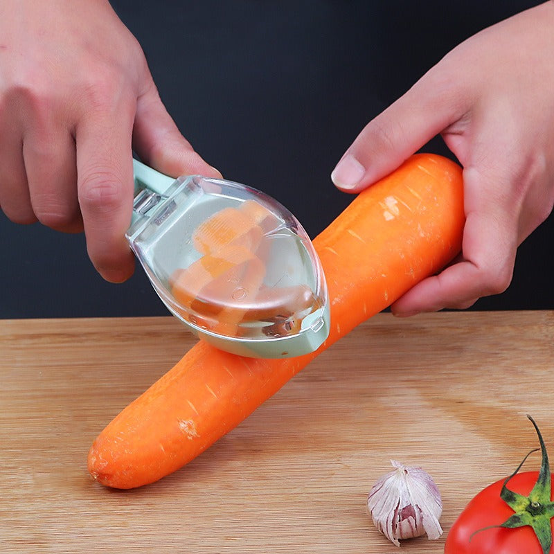 Multi functional double-sided peeler, storage type knife, fish scale planer, household anti splash fruit and vegetable with lid storage type scraper