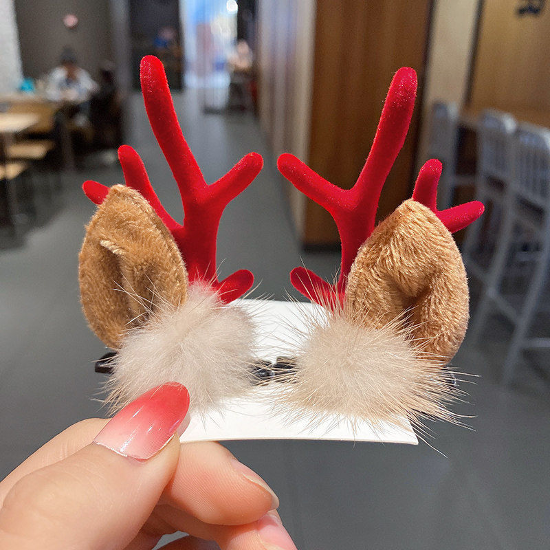 Deer Horn Headwear Hairpin Fairy Christmas Clip Hairpin Photo Taking Hairpin Cute Clip