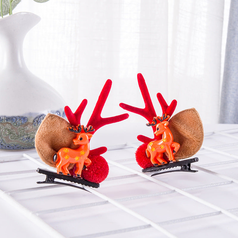 Deer Horn Headwear Hairpin Fairy Christmas Clip Hairpin Photo Taking Hairpin Cute Clip
