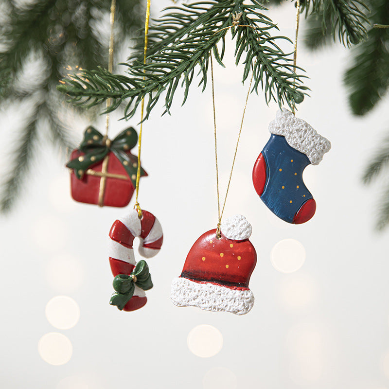 Christmas decorations, colored resin staffs, gift packages, hanging decorations, Christmas tree ornaments