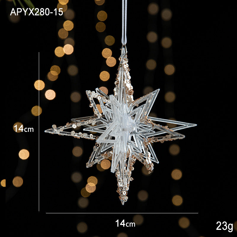 Christmas decoration sequins acrylic pendant transparent snowflake pendant Christmas tree scene decoration props