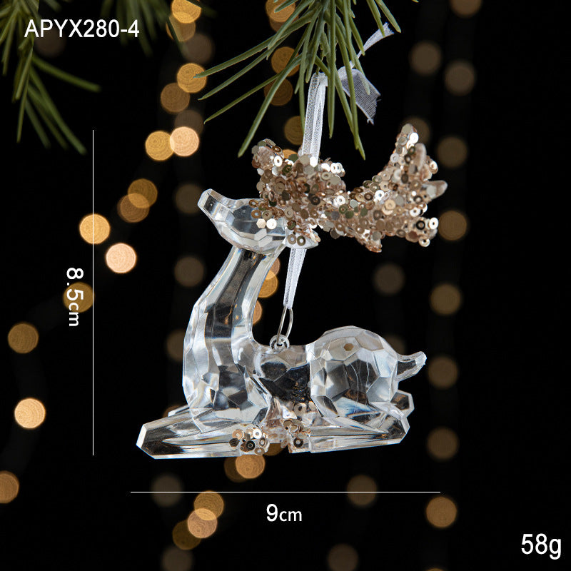 Christmas decoration sequins acrylic pendant transparent snowflake pendant Christmas tree scene decoration props