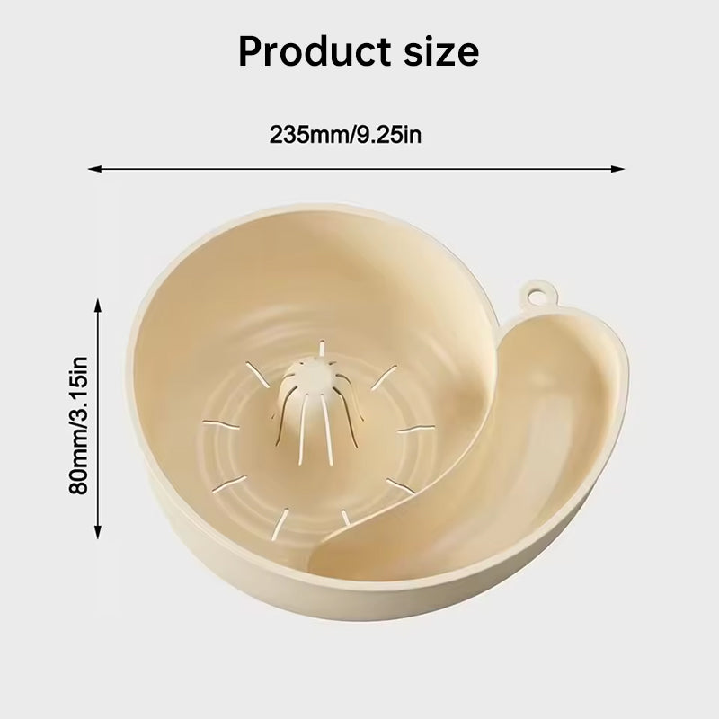 Snail-shaped multi-functional fruit drainer/vegetable washer: automatic rotation, reusable