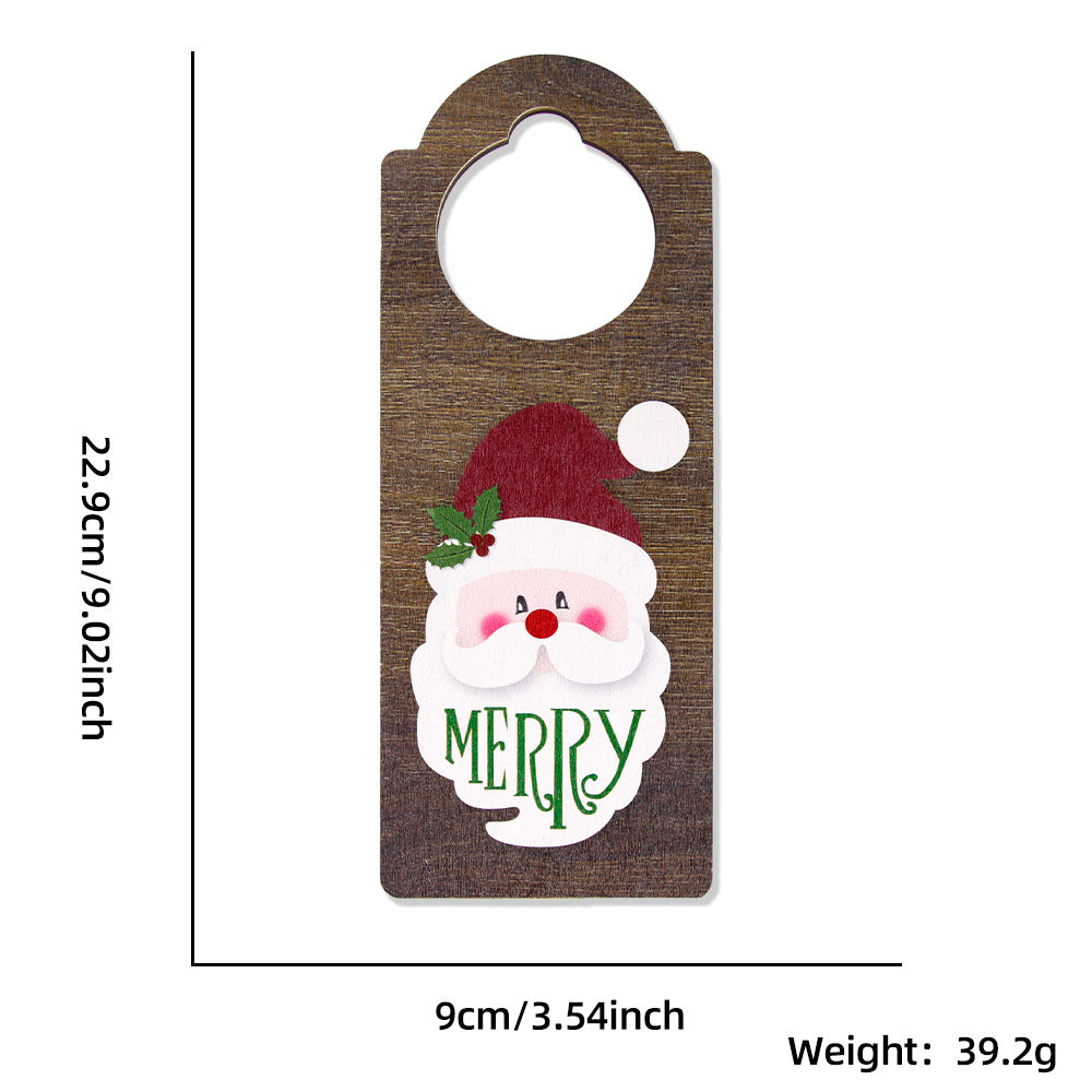 Christmas decorations wooden door hanging Santa Claus snowman party decoration atmosphere decoration door handle pendant
