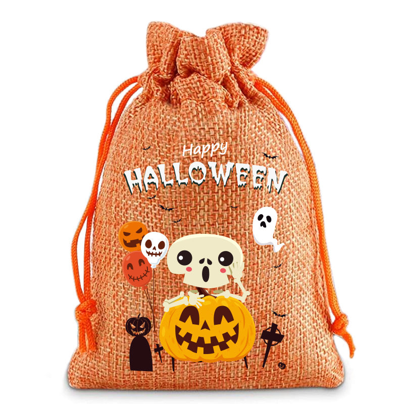 New Halloween Linen Drawstring Bag Drawstring Storage Bag Birthday Party Children Gift Bag Candy Bag