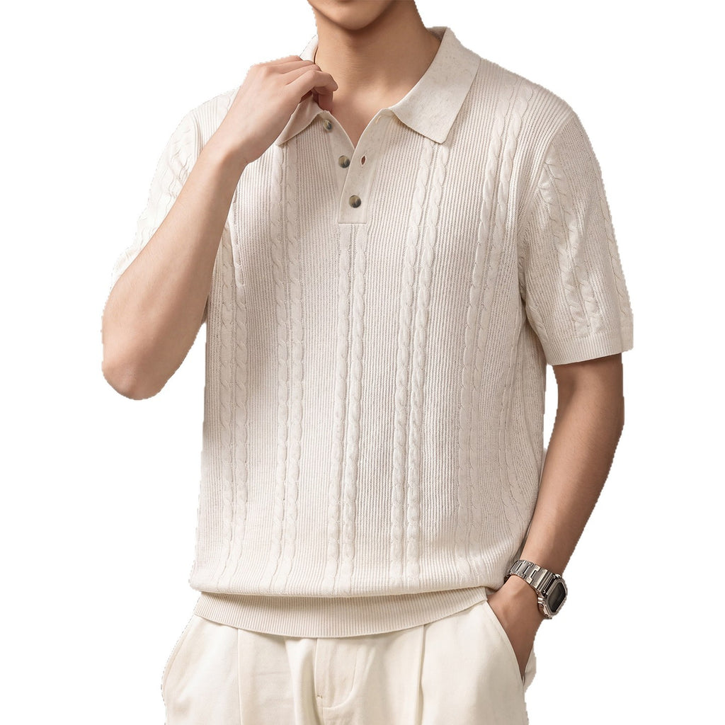 Retro Short Sleeve Knit Polo Shirt