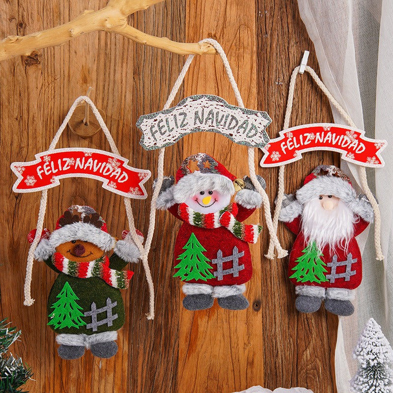 New Cartoon Christmas Small Pendant Hotel Shopping Mall Window Decoration Non woven Christmas Tree Decoration