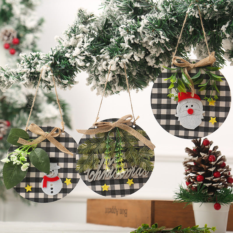 Christmas decorations, flower garlands, door stickers, wooden doorplates, Christmas flower garlands, Santa Claus Christmas pendants