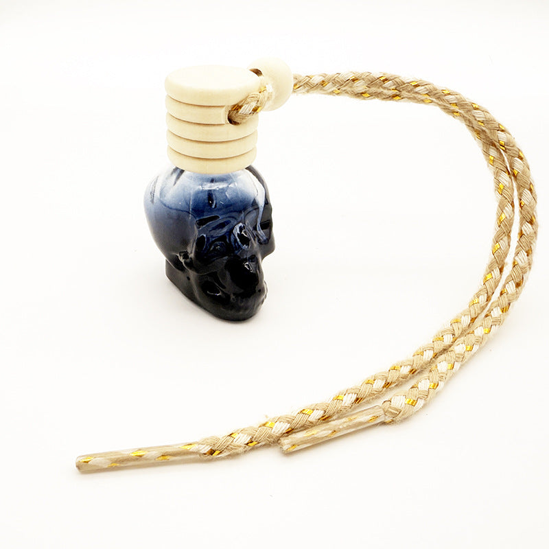 8ML five-line cover color spray skull glass bottle pendant empty bottle wooden cover new style multi-color Halloween