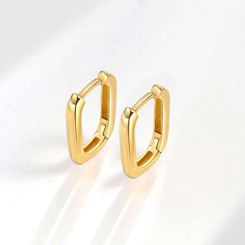 New French U-shaped textured earrings with geometric oval shape, minimalist temperament, and versatile earrings