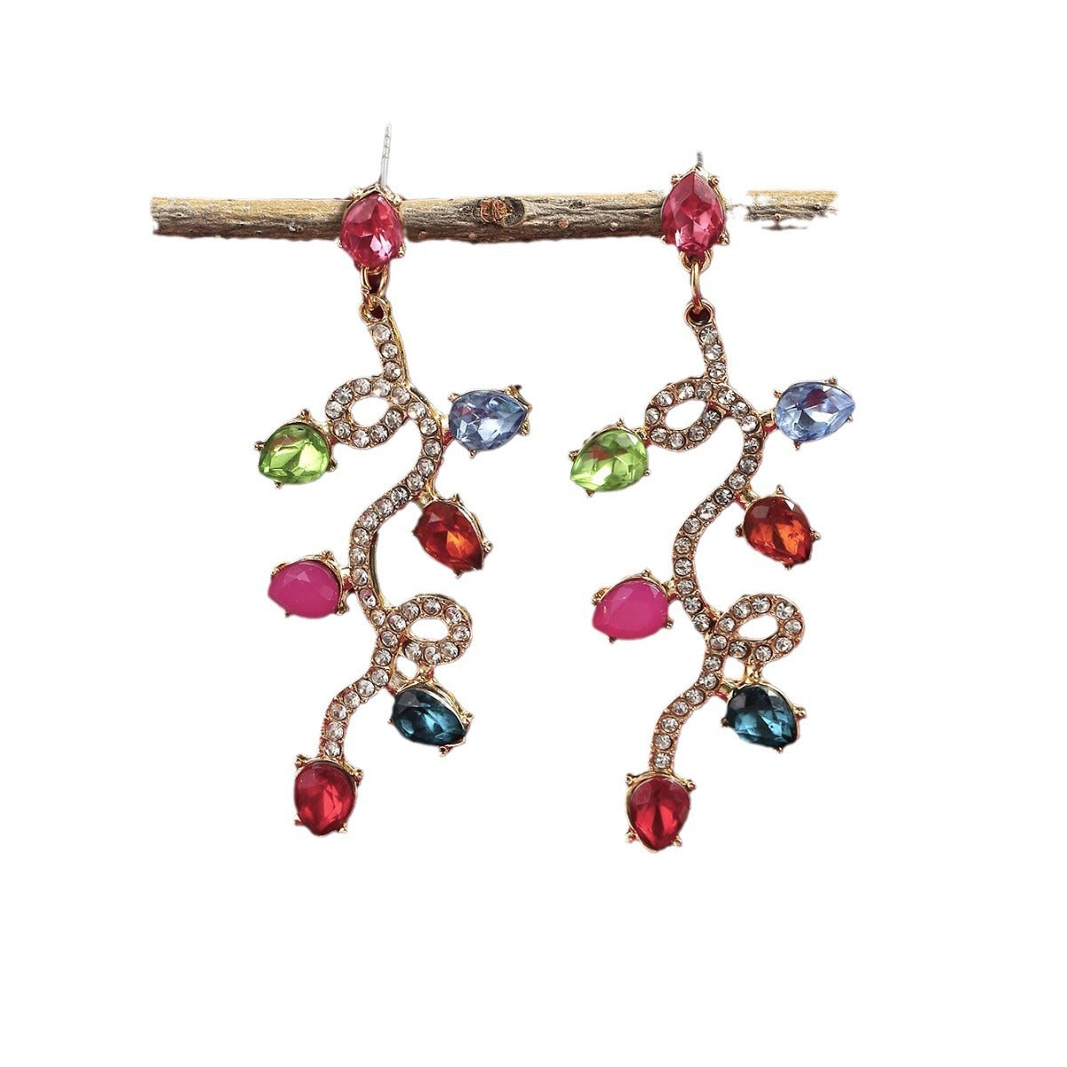Exaggerated long festive hollow minimalist Christmas earrings
