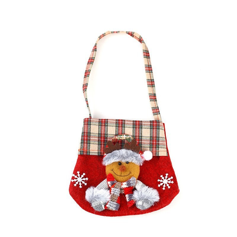 New Checkered Cartoon Christmas Candy Bag Gift Bag Christmas Handbag Apple Bag Christmas Gift