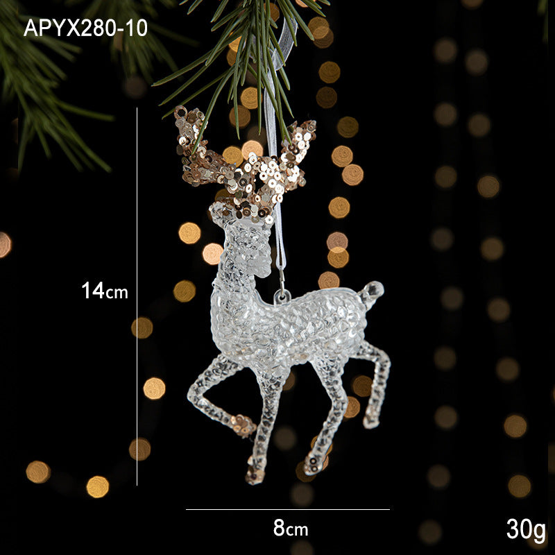 Christmas decoration sequins acrylic pendant transparent snowflake pendant Christmas tree scene decoration props