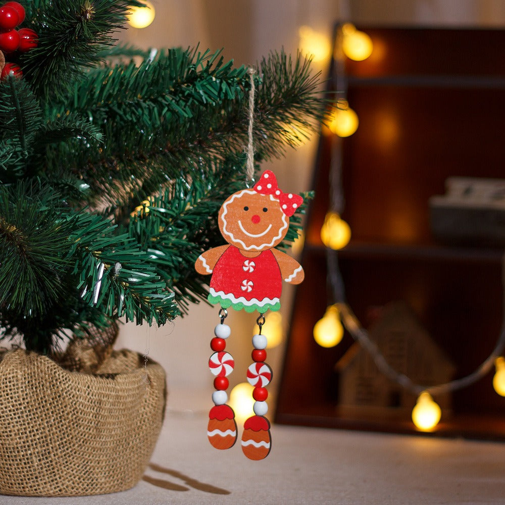 Christmas tree ornaments wooden gingerbread figurines couples long legs small ornaments