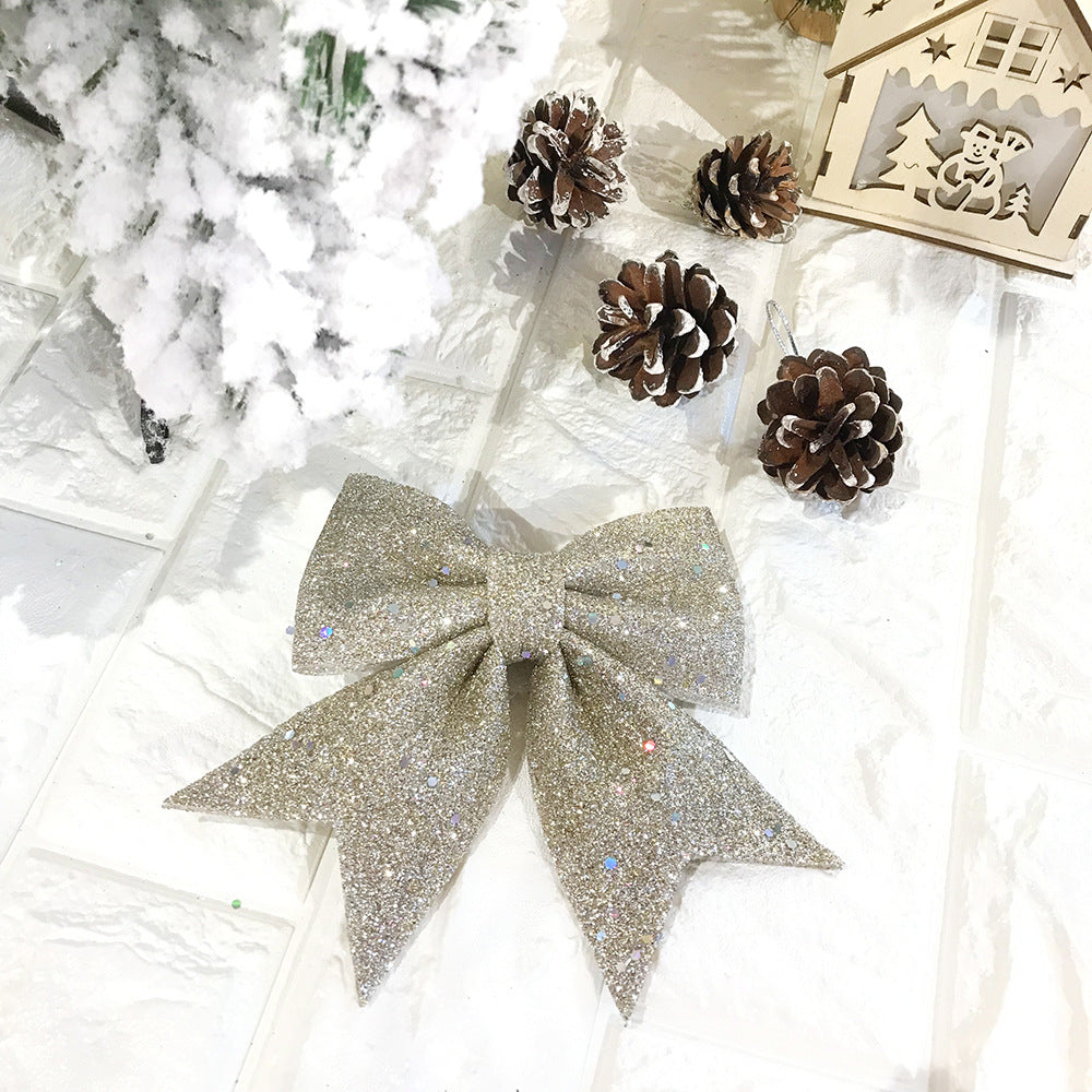 Christmas Bow Pearl Cotton Gold Powder Bow Christmas Tree Pendant Hotel Mall KTV Decoration Supplies