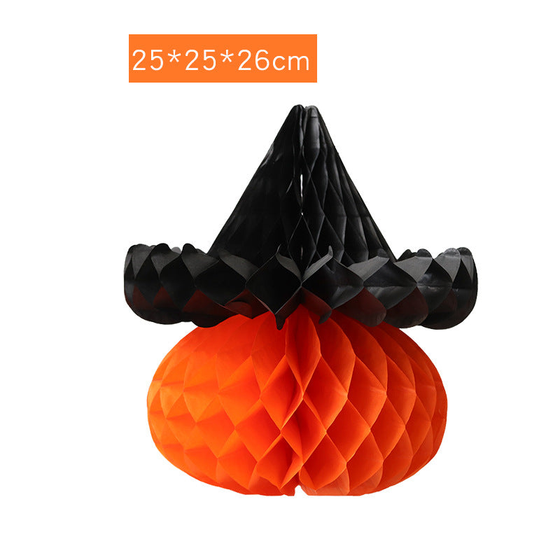 Honeycomb Bat Paper Pendant Halloween Decoration Props Supplies Spider Three-Dimensional Paper Honeycomb Pumpkin Hat Ornament