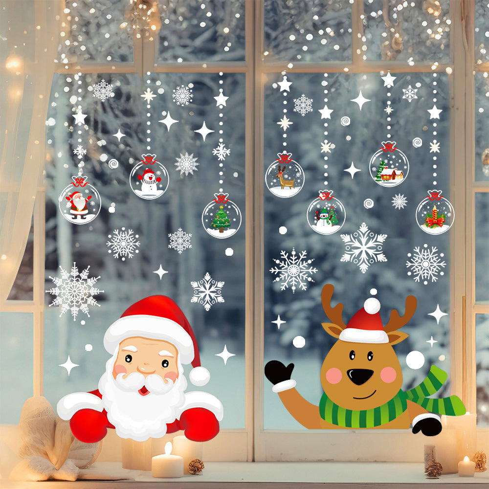 Hot selling Christmas window stickers, glass doors and windows, electrostatic double-sided wall stickers, Christmas peripherals