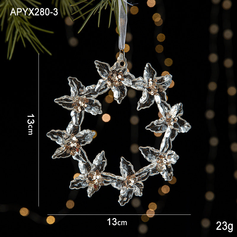 Christmas decoration sequins acrylic pendant transparent snowflake pendant Christmas tree scene decoration props