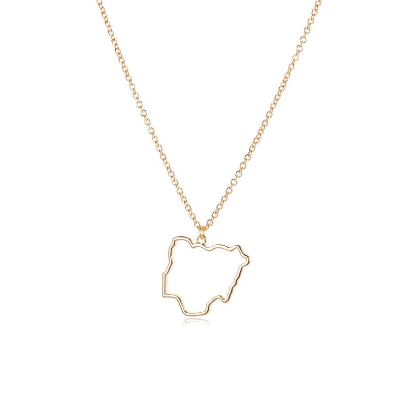 African Ireland Syria Jamaica Israel Nigeria Puerto Rico US France National Map Necklace