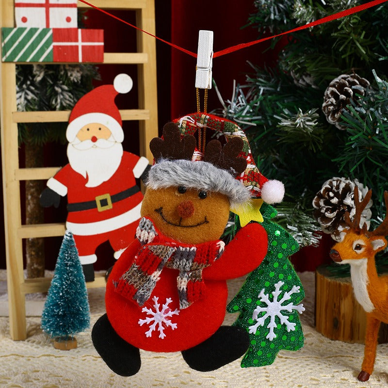 Christmas fabric ornaments Christmas tree ornaments velvet tree hugging figurines hanging gifts