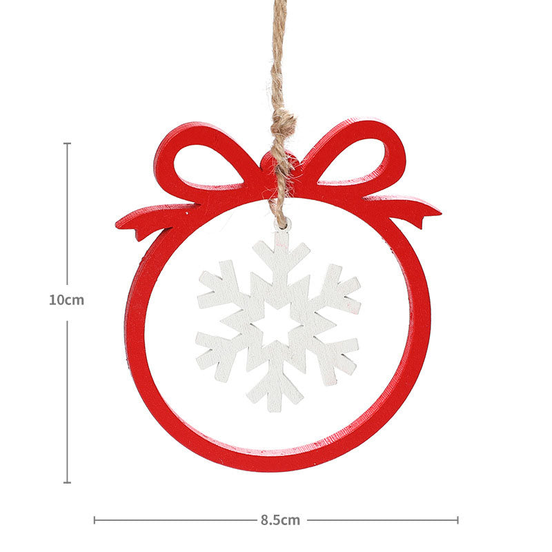 Christmas decorations, wooden Christmas hollowed out Christmas tree ornaments, wooden five pointed star reindeer snowflake ornaments