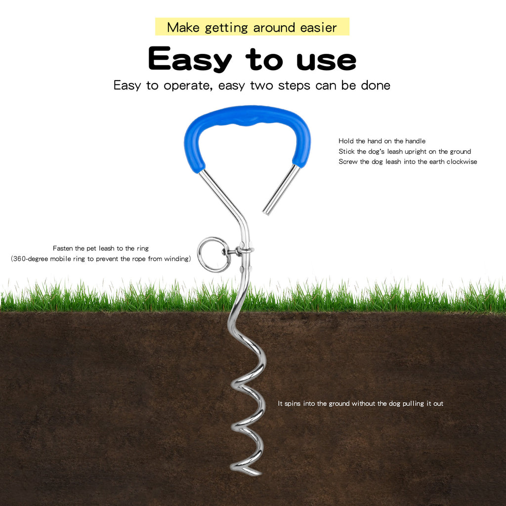 Outdoor Pet Supplies Dog Stake Chrome Plated Spiral Ground Anchor Dog Tether Factory Direct Stock