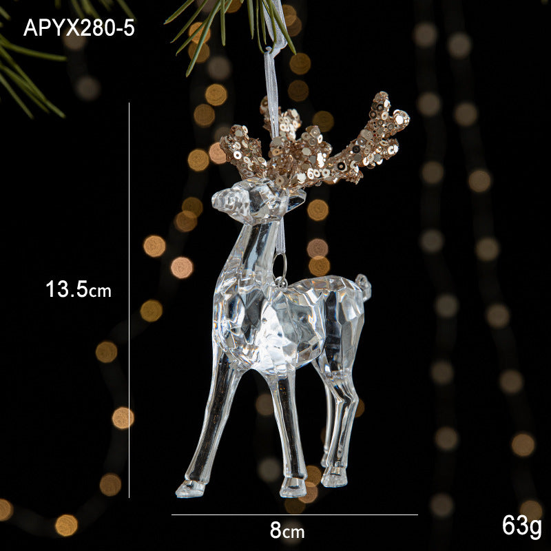 Christmas decoration sequins acrylic pendant transparent snowflake pendant Christmas tree scene decoration props