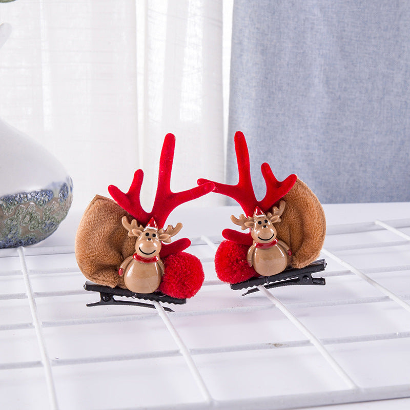 Deer Horn Headwear Hairpin Fairy Christmas Clip Hairpin Photo Taking Hairpin Cute Clip