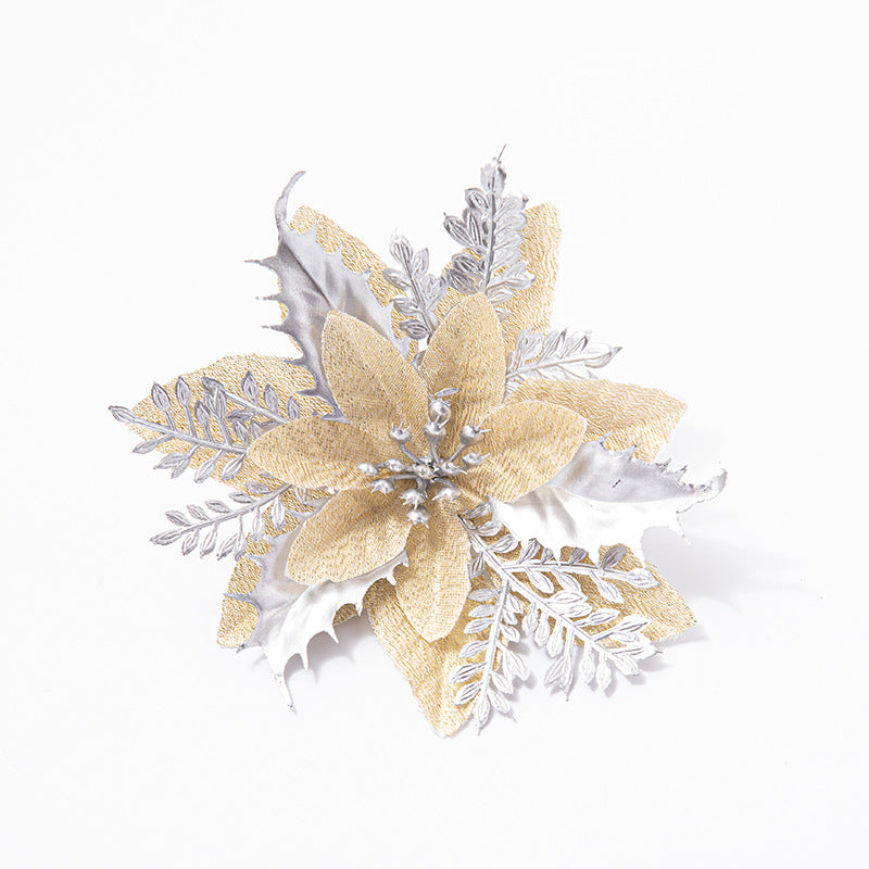 Christmas Decoration Hanging Garland Decoration 14CM High-Grade Gold Edged Red Christmas Flowers