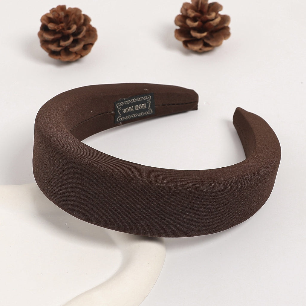 New hairband sponge thickened and widened headband high skull top hair clip mesh red wide edge pressed hair headwear for women