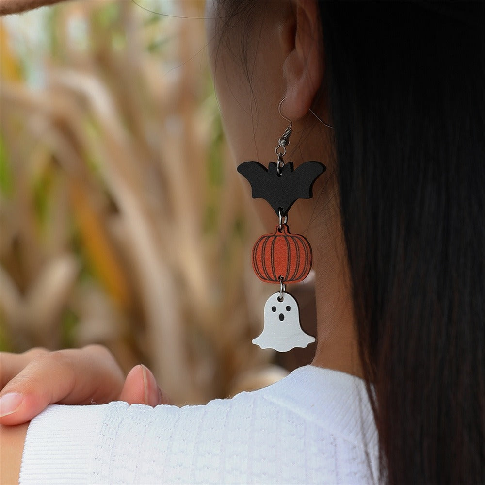 New Halloween Earrings for Women Funny Little Devil Bat Spider Pumpkin Earrings